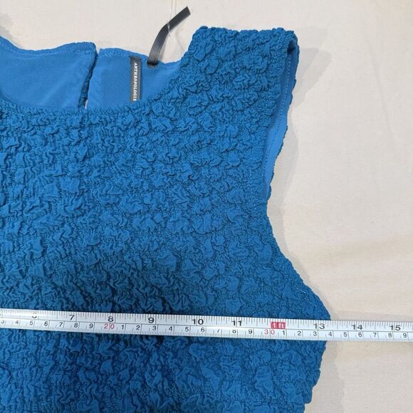 By Anthropologie Textured Mini Shift Dress Size XXS Blue New Stretch Sleeveless - Picture 9 of 10